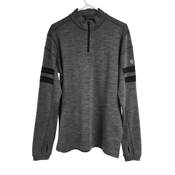 Kühl Other - Kuhl Revel 1/4 Zip Sweater 100% Merino Wool Thumbholes Pullover Gray Men's M EUC